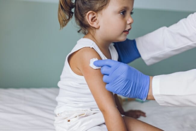 A child just had a vaccination